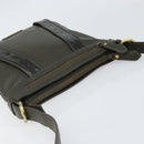 BURBERRY Shoulder Bag Leather Khaki Gold Auth hk3489-6