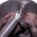 CELINE Boogie bag Hand Bag Leather Dark Brown Silver Auth hk3492-20