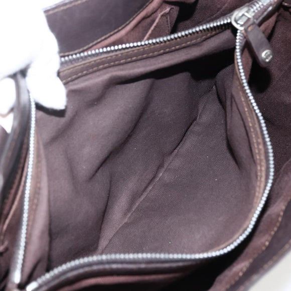 CELINE Boogie bag Hand Bag Leather Dark Brown Silver Auth hk3492