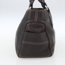 CELINE Boogie bag Hand Bag Leather Dark Brown Silver Auth hk3492-4