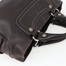 CELINE Boogie bag Hand Bag Leather Dark Brown Silver Auth hk3492-6