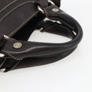 CELINE Boogie bag Hand Bag Leather Dark Brown Silver Auth hk3492-7