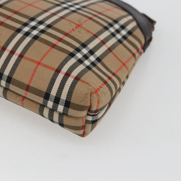 Burberrys Nova Check Pouch Canvas Beige Auth hk3493
