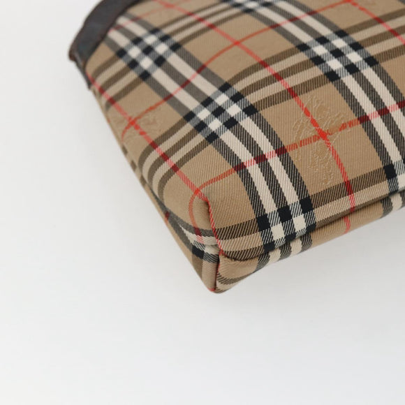 Burberrys Nova Check Pouch Canvas Beige Auth hk3493
