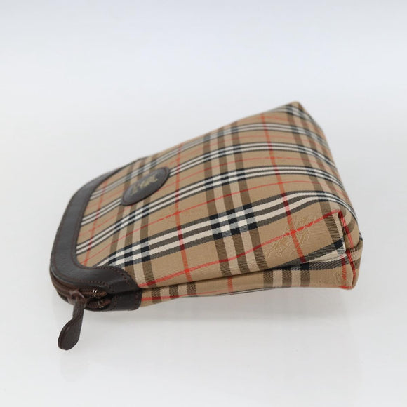 Burberrys Nova Check Pouch Canvas Beige Auth hk3493