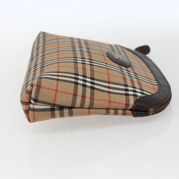 Burberrys Nova Check Pouch Canvas Beige Auth hk3493
