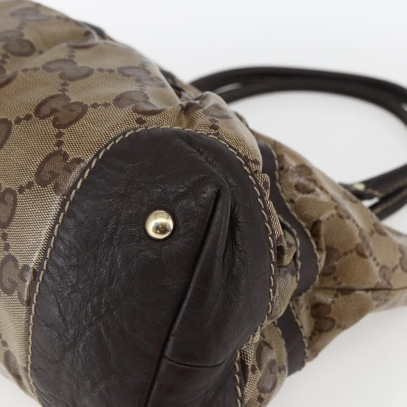 GUCCI GG Crystal Tote Bag Coated Canvas Gold Beige 223964 Auth hk3494