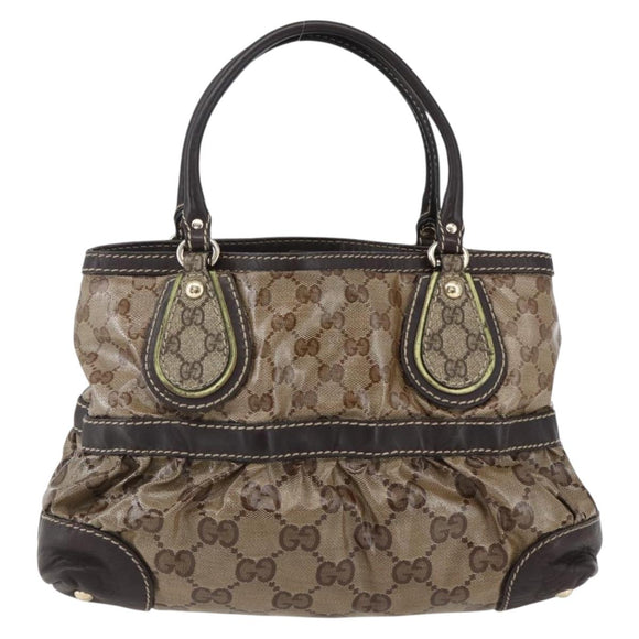 GUCCI GG Crystal Tote Bag Coated Canvas Gold Beige 223964 Auth hk3494