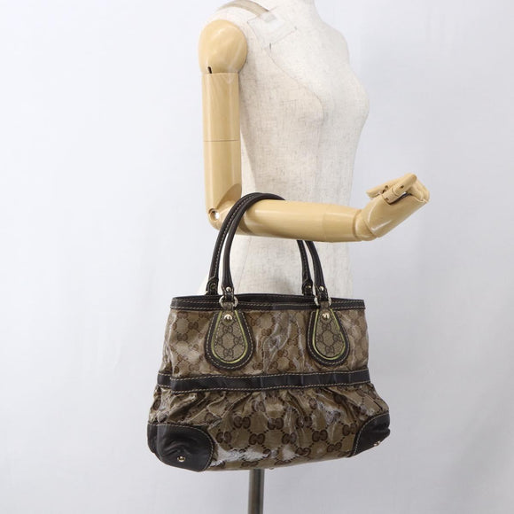 GUCCI GG Crystal Tote Bag Coated Canvas Gold Beige 223964 Auth hk3494