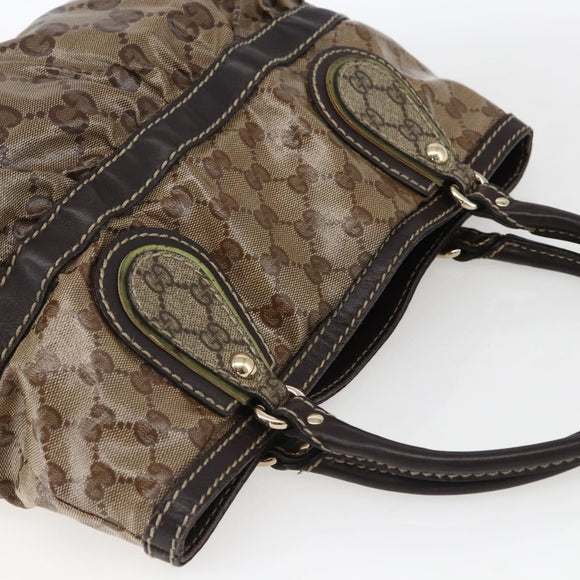 GUCCI GG Crystal Tote Bag Coated Canvas Gold Beige 223964 Auth hk3494