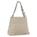 PRADA Tote Bag Nylon Beige Silver Auth hk3495-1