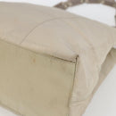 PRADA Tote Bag Nylon Beige Silver Auth hk3495-9
