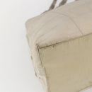 PRADA Tote Bag Nylon Beige Silver Auth hk3495-14