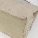 PRADA Tote Bag Nylon Beige Silver Auth hk3495-15