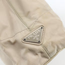 PRADA Tote Bag Nylon Beige Silver Auth hk3495-17