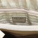PRADA Tote Bag Nylon Beige Silver Auth hk3495-10