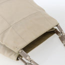 PRADA Tote Bag Nylon Beige Silver Auth hk3495-6