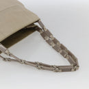PRADA Tote Bag Nylon Beige Silver Auth hk3495-7