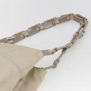 PRADA Tote Bag Nylon Beige Silver Auth hk3495-8