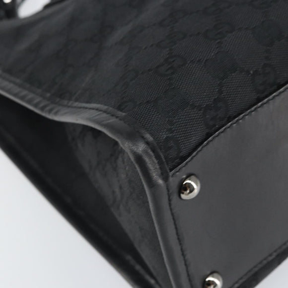 GUCCI GG Canvas Handtasche Schwarz Silber 110292 Auth hk3496
