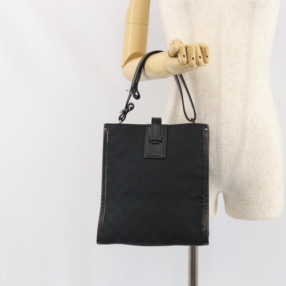 GUCCI GG Canvas Handtasche Schwarz Silber 110292 Auth hk3496