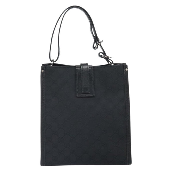 GUCCI GG Canvas Handtasche Schwarz Silber 110292 Auth hk3496