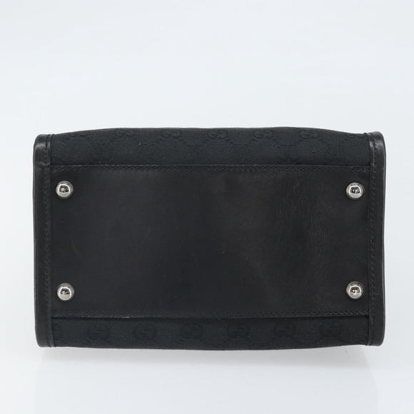 GUCCI GG Canvas Hand Bag Black Silver 110292 Auth hk3496