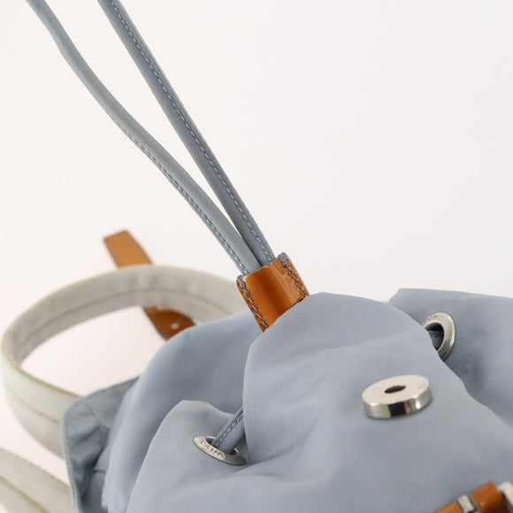 PRADA Backpack Nylon Light Blue Silver Auth hk3498A