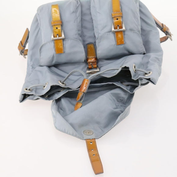 PRADA Backpack Nylon Light Blue Silver Auth hk3498A