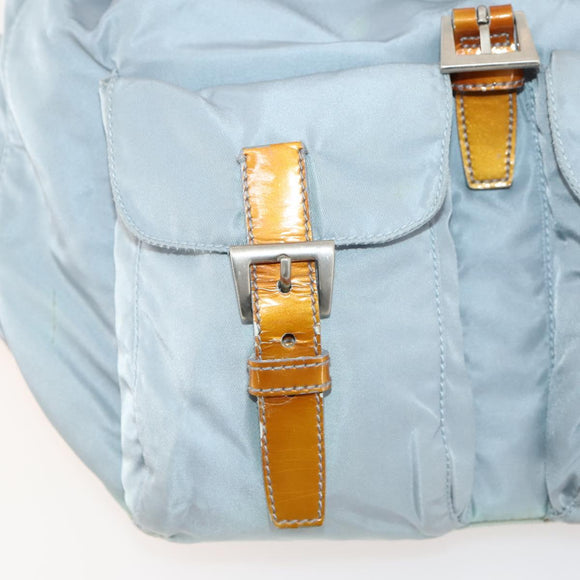 PRADA Backpack Nylon Light Blue Silver Auth hk3498A