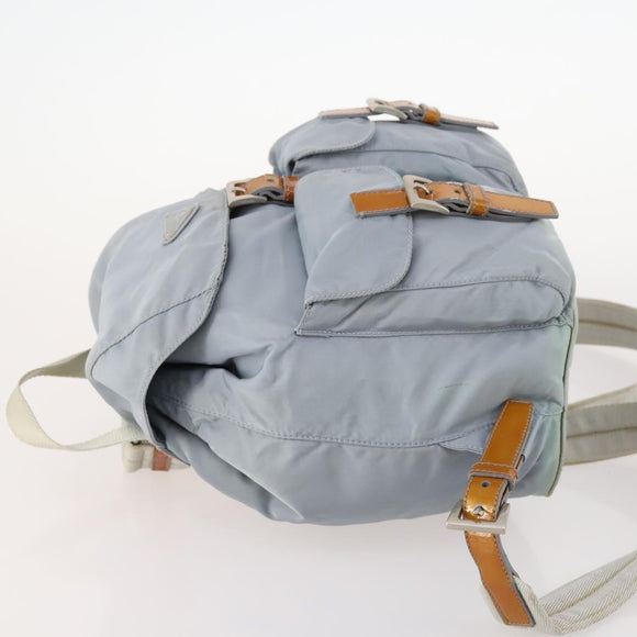 PRADA Backpack Nylon Light Blue Silver Auth hk3498A
