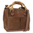 GUCCI Bamboo Hand Bag Suede 2way Brown Gold 007 2214 0238 Auth hk3502-1