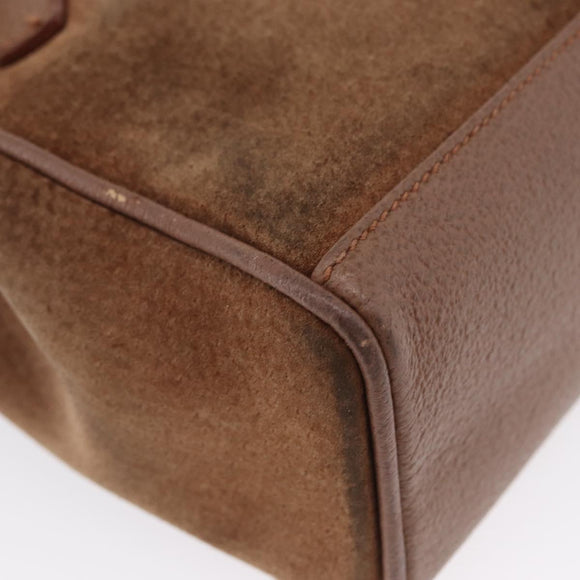 GUCCI Bamboo Hand Bag Suede 2way Brown Gold 007 2214 0238 Auth hk3502