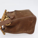 GUCCI Bamboo Hand Bag Suede 2way Brown Gold 007 2214 0238 Auth hk3502-5
