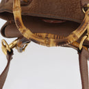 GUCCI Bamboo Hand Bag Suede 2way Brown Gold 007 2214 0238 Auth hk3502-7