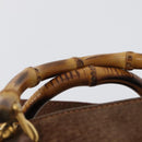 GUCCI Bamboo Hand Bag Suede 2way Brown Gold 007 2214 0238 Auth hk3502-8