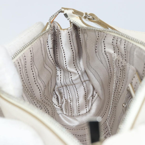 Salvatore Ferragamo Gancini Shoulder Bag Leather White Silver Auth hk3504