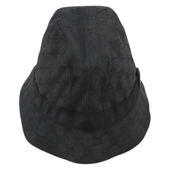GUCCI GG Canvas Bucket Hat L Black Auth hk3506
