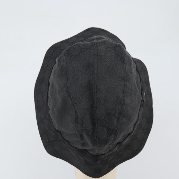 GUCCI GG Canvas Bucket Hat L Black Auth hk3506