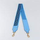 VERSACE Shoulder Strap Canvas Leather 37.8"" Light Blue Gold Auth hk3507-3