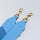 VERSACE Shoulder Strap Canvas Leather 37.8"" Light Blue Gold Auth hk3507-6