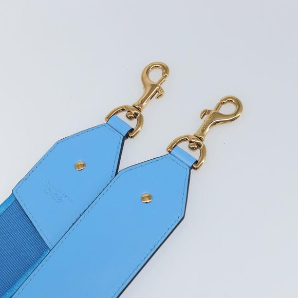 VERSACE Shoulder Strap Canvas Leather 37.8"" Light Blue Gold Auth hk3507