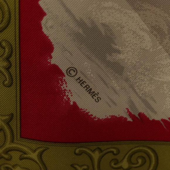 HERMES Carre 90 Scarf ""CHARREADA"" Silk Red Auth hk3508
