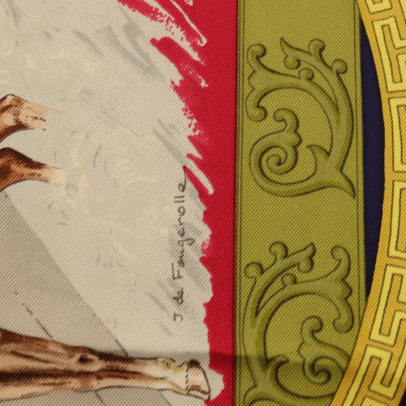 HERMES Carre 90 Scarf ""CHARREADA"" Silk Red Auth hk3508