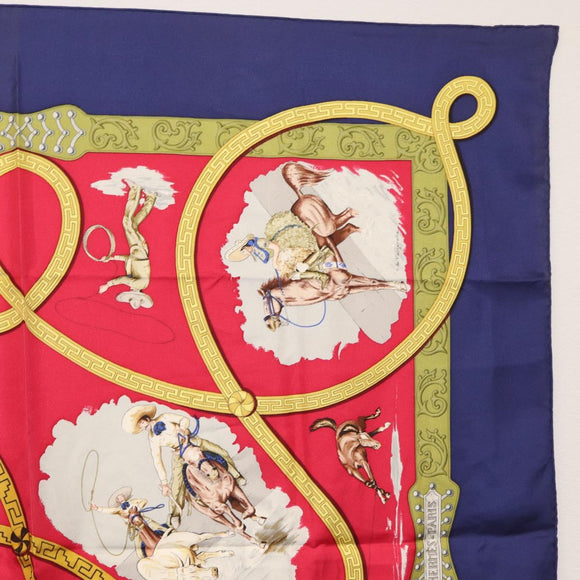 HERMES Carre 90 Scarf ""CHARREADA"" Silk Red Auth hk3508