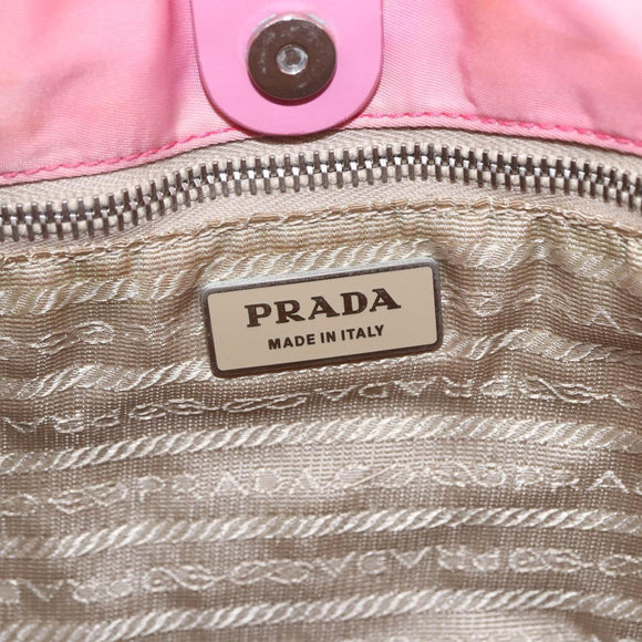 PRADA Hand Bag Nylon 2way Pink Silver Auth hk3514