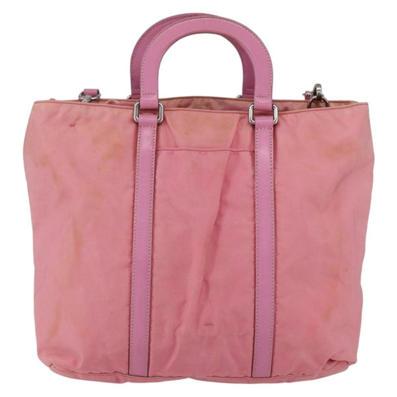 PRADA Hand Bag Nylon 2way Pink Silver Auth hk3514