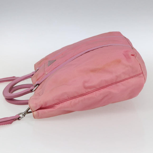 PRADA Hand Bag Nylon 2way Pink Silver Auth hk3514