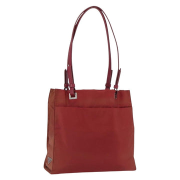 PRADA Tote Bag Nylon Silver Red Auth hk3515