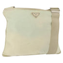 PRADA Shoulder Bag Nylon Ivory Silver Auth hk3516-1
